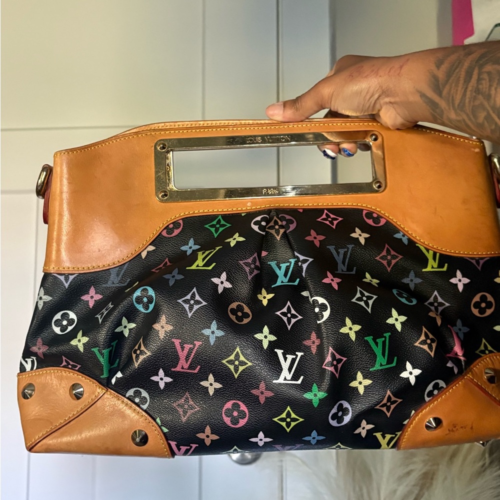 Louis Vuitton Black Shoulder Bag with Iconic Monogram